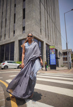 Load image into Gallery viewer, Urban Drape Denim Greys Handwoven Saree
