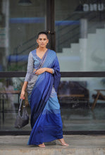 Load image into Gallery viewer, Urban Drape Patched Indigo Handwoven Saree