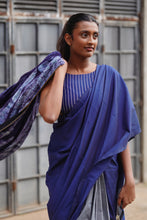 Load image into Gallery viewer, Urban Drape Navy Pulse Handwoven Saree