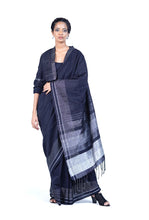 Load image into Gallery viewer, Urban Drape Black Pearl Handwoven Saree