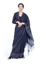 Load image into Gallery viewer, Urban Drape Black Pearl Handwoven Saree
