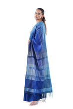 Load image into Gallery viewer, Urban Drape Patched Indigo Handwoven Saree