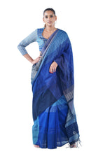 Load image into Gallery viewer, Urban Drape Patched Indigo Handwoven Saree