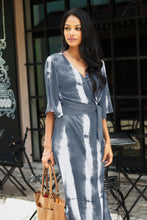Load image into Gallery viewer, Grey Kimono Wrap Dress