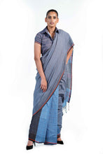 Load image into Gallery viewer, Urban Drape Rugged Blues Handwoven Saree