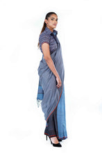 Load image into Gallery viewer, Urban Drape Rugged Blues Handwoven Saree