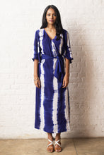 Load image into Gallery viewer, Indigo Tie Dye Kimono Wrap Dress - Fashion Market.LK