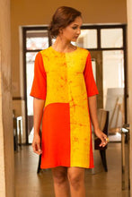 Load image into Gallery viewer, Yellow block batik shift dress - Fashion Market.LK