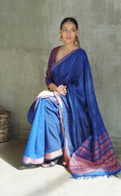 Load image into Gallery viewer, Urban Drape Rockies Blue Handwoven Saree