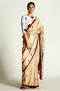 Urban Drape Beige Batik Saree