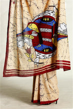 Load image into Gallery viewer, Urban Drape Beige Batik Saree
