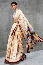Load image into Gallery viewer, Urban Drape Beige Batik Saree
