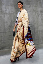 Load image into Gallery viewer, Urban Drape Beige Batik Saree
