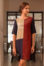 Load image into Gallery viewer, Beige block Batik Shift dress
