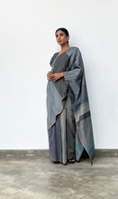 Load image into Gallery viewer, Urban Drape Silver Haze Handwoven Saree
