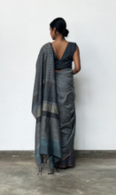 Load image into Gallery viewer, Urban Drape Silver Haze Handwoven Saree
