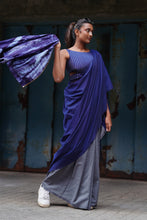 Load image into Gallery viewer, Urban Drape Navy Pulse Handwoven Saree
