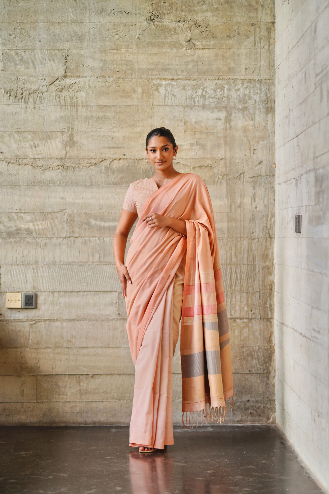 Urban Drape Blush Sunset Handwoven Saree