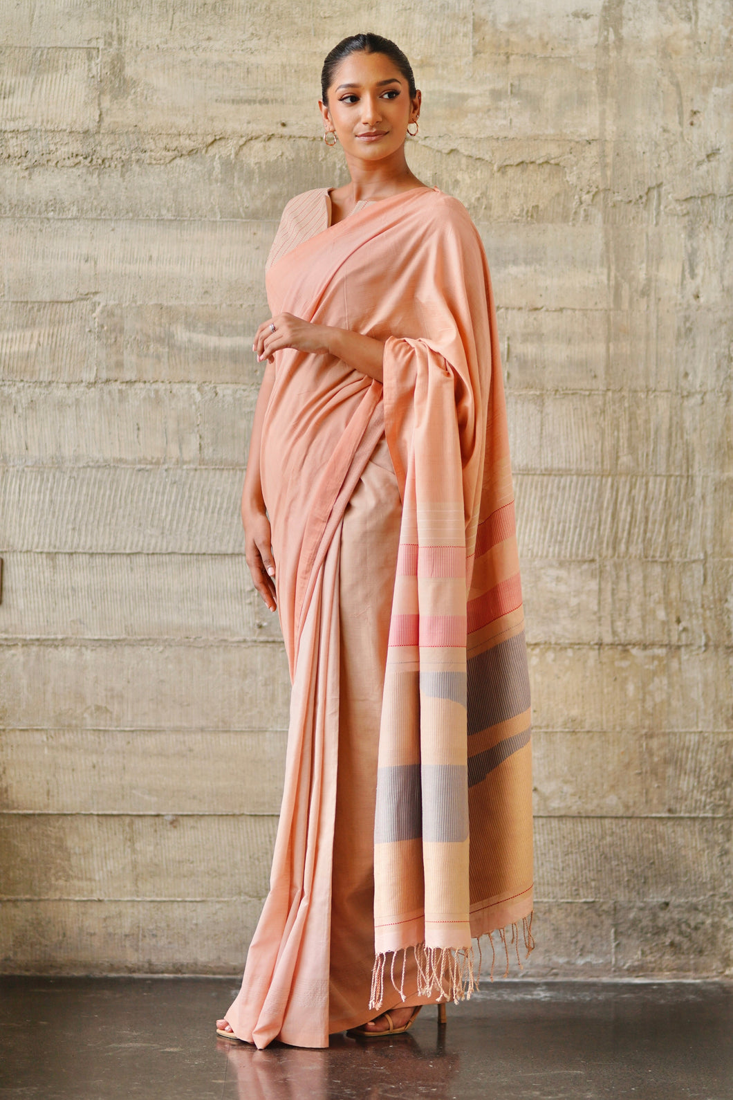 Urban Drape Blush Sunset Handwoven Saree