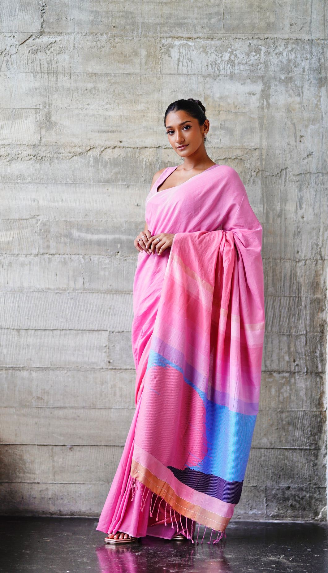 Urban Drape Lush Sky Handwoven Saree