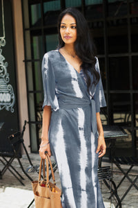 Grey Kimono Wrap Dress