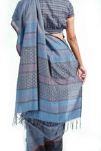 Load image into Gallery viewer, Urban Drape Rugged Blues Handwoven Saree
