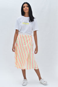 Midi Stripe Wrap Skirt