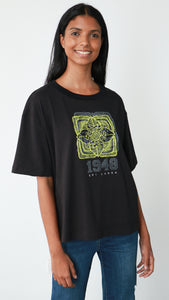 1948 Sri Lankan Motif Oversized T-shirt- Black