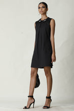 Load image into Gallery viewer, Embroided Collar Black Shift Dress

