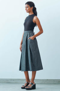 Maxi Black Denim Skirt