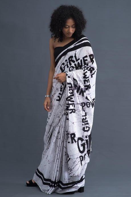 Urban Drape Girl Power Batik Saree - Fashion Market.LK