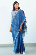 Load image into Gallery viewer, Urban Drape Stone Indigo Denim Handwoven Saree
