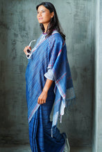 Load image into Gallery viewer, Urban Drape Stone Indigo Denim Handwoven Saree
