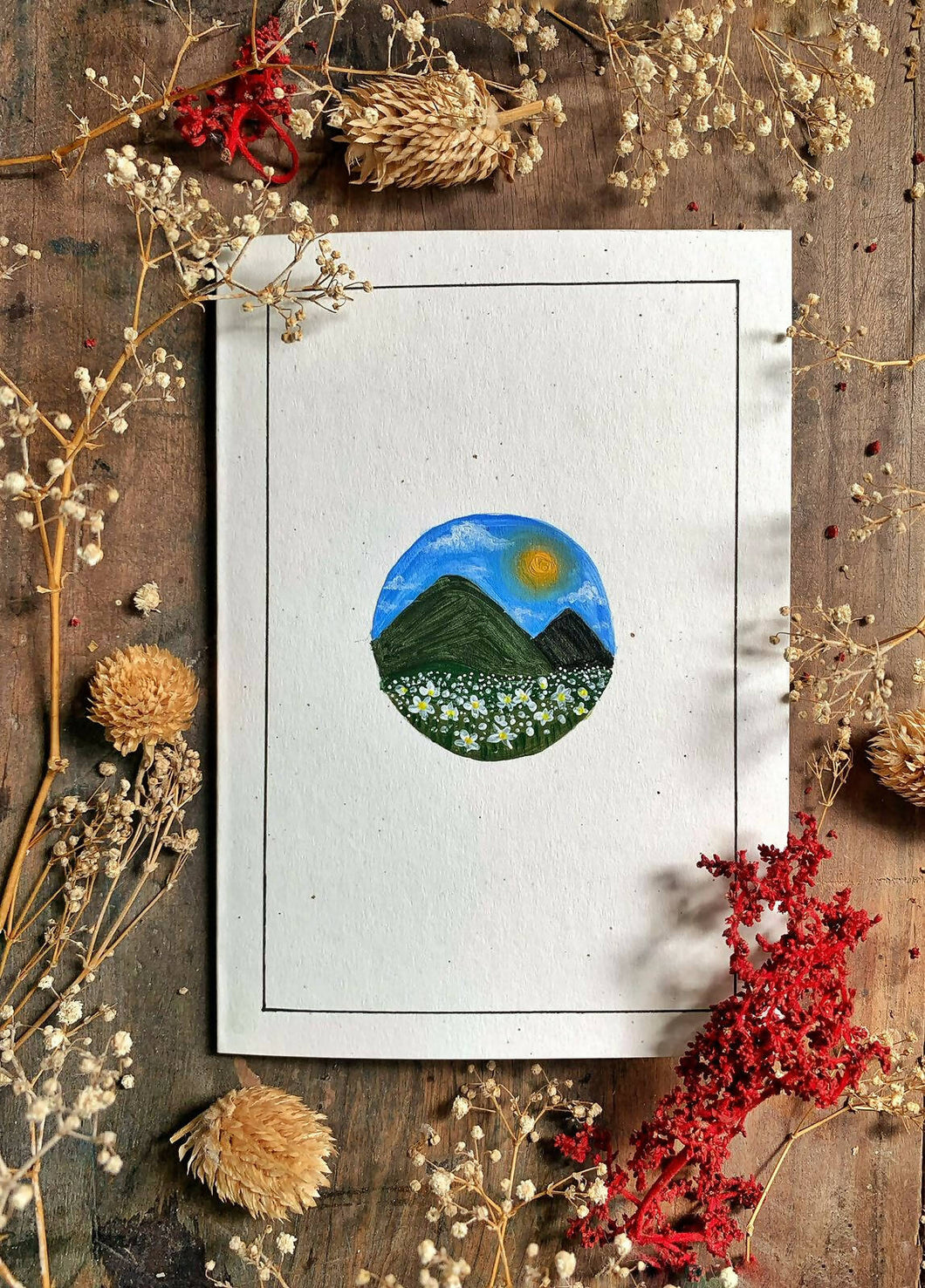 Hand Painted Cozy Mountains Card