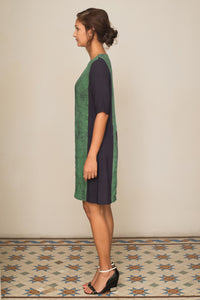 Navy block Batik Shift dress - Fashion Market.LK