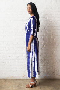 Indigo Tie Dye Kimono Wrap Dress - Fashion Market.LK