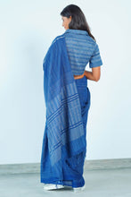 Load image into Gallery viewer, Urban Drape Ribbed Indigo Denim Saree
