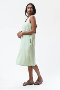 Ayla - Sage Tunic Midi Linen Dress