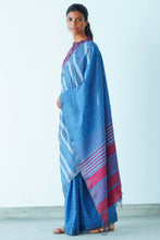 Load image into Gallery viewer, Urban Drape Marble Denim Handwoven Saree
