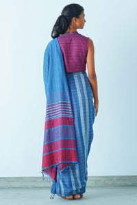 Urban Drape Marble Denim Handwoven Saree
