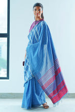 Load image into Gallery viewer, Urban Drape Marble Denim Handwoven Saree
