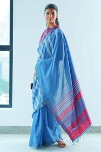 Urban Drape Marble Denim Handwoven Saree