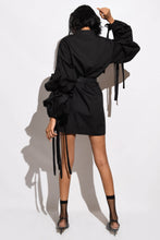 Load image into Gallery viewer, Dress with Balloon Sleeves &amp; Ties- black
