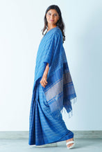Load image into Gallery viewer, Urban Drape Vintage Denim Handwoven Saree
