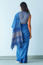 Load image into Gallery viewer, Urban Drape Vintage Denim Handwoven Saree
