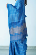 Load image into Gallery viewer, Urban Drape Vintage Denim Handwoven Saree
