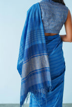 Load image into Gallery viewer, Urban Drape Vintage Denim Handwoven Saree
