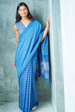 Load image into Gallery viewer, Urban Drape Vintage Denim Handwoven Saree
