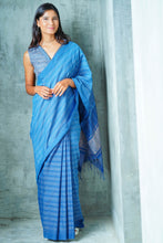 Load image into Gallery viewer, Urban Drape Vintage Denim Handwoven Saree
