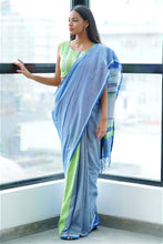 Load image into Gallery viewer, Urban Drape Tropical Fern Green Handwoven Saree
